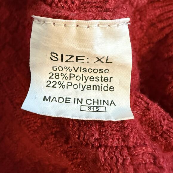 Women’s Long Sleeve XL Red Waffle Knit Sweater Soft Staple Weather V-Neck Office - Picture 3 of 9